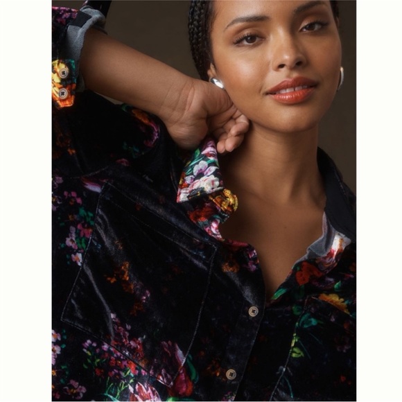 Anthropologie Pilcro The Hadley Relaxed Buttondown Shirt Velvet Edition Small - Picture 8 of 10